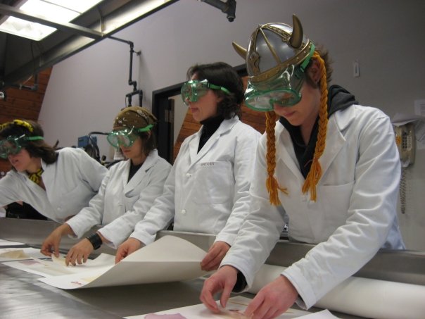 WUDPAC class of 2010 dressed up for Halloween but donning white lab coats in the Winterthur textile lab